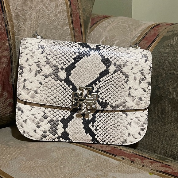 Tory Burch Britten Snake Embossed Convertible Crossbody Bag - Picture 9 of 10